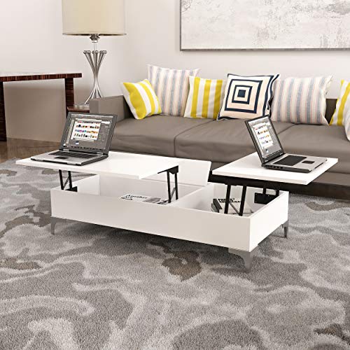 HOME MANIA Kaffeetisch, Melaminspanplatte, Metall, Weiß, 121 x 60 x 30 cm HOME MANIA Kaffeetisch, Melaminspanplatte, Metall, Weiß, 121 x 60 x 30 cm von Homemania