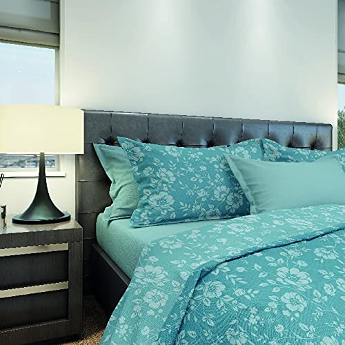 Homemania 13125 Bettwäsche Peonies – Einzelbett – mit Spannbettlaken, Bettlaken und Kissenbezug – Hellblau, Weiß, Baumwolle, 150 x 280 cm von Homemania