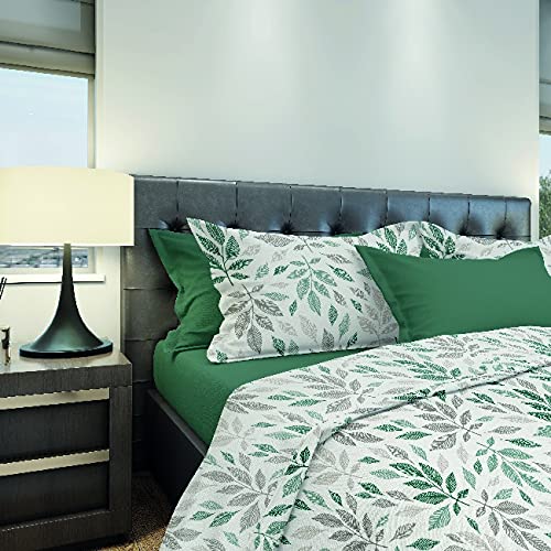 Homemania 13163 Bettwäsche Leaves – Doppelbett – mit Spannbetttuch, Bettlaken und Kissenbezug – Grün und Beige aus Baumwolle – 240 x 280 cm von Homemania