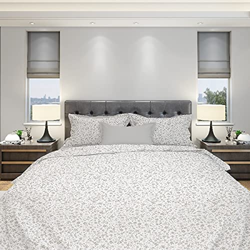 Homemania 13538 Mandy – Doppelbett – mit Spannbetttuch, Bettlaken und Kissenbezug – weiß, grau, Baumwolle, 240 x 280 cm von Homemania