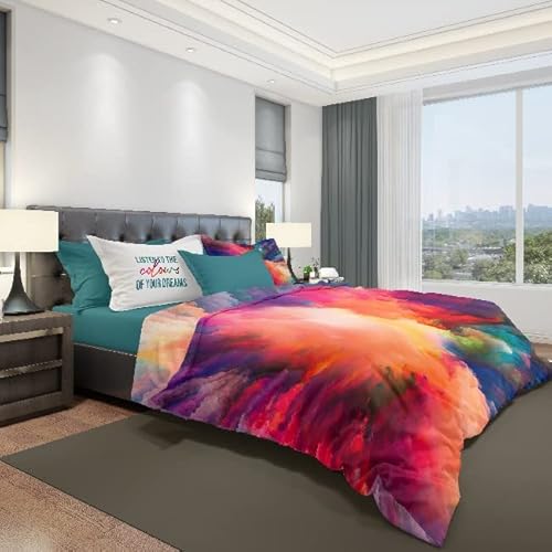 Homemania 14290 Dream-Bettwäsche, Doppelbett, mit Spannbettlaken, Bettbezug, Kissenbezug, mehrfarbiges Baumwollgewebe, 240 x 280 cm, Baumwolle von Homemania