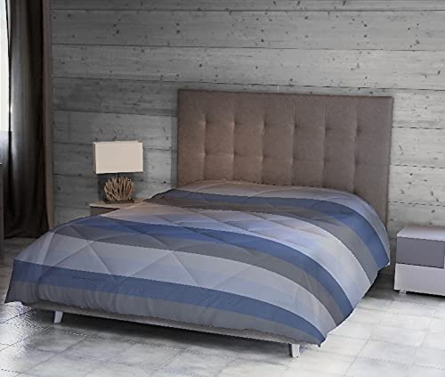 Homemania 14887 Robert – geometrische Steppdecke mit Bettbezug und Kissenbezug – für das Bett – Blau, Himmelblau, Grau, Mikrofaser, 260 x 250 cm von Homemania