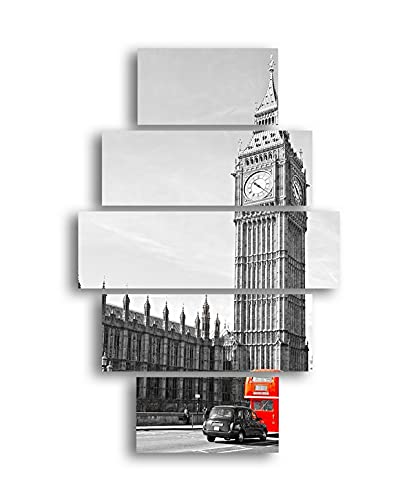 Homemania Bild London, 5 Städte und Landschaften pro Wohnzimmer, mehrfarbig, 95 x 0,3 x 60 cm, -HM205MDF180, MDF von Homemania