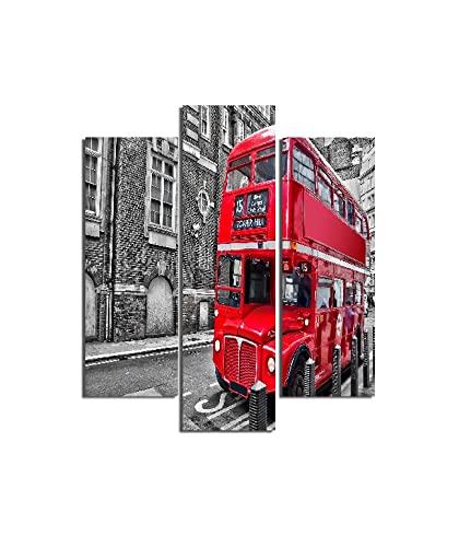 Homemania Bild London – 3 Städte und Landschaften pro Wohnzimmer, Schlafzimmer, Mehrfarbig, 57 x 0,3 x 60 cm, -HM203MDF69, MDF von Homemania