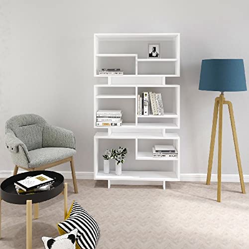 Homemania Bücherregal, violett, mit Regalböden, für Büro, Wohnzimmer, Weiß, Melaminharzbeschichtete Spanplatte, 90 x 22 x 163,2 cm, Melaminbeschichtete, 90 X 22 X 163.2cm von Homemania