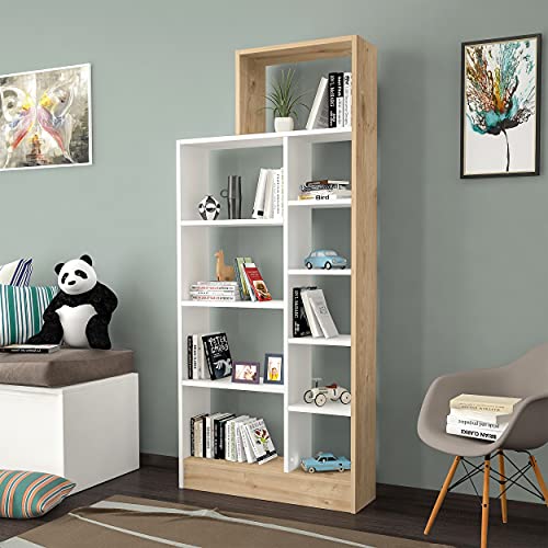 Homemania Bücherregal Zerre, Holz, Eiche-Weiß, 75,4 x 22 x 170,8 cm von Homemania