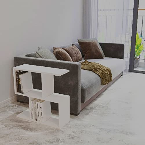 Homemania Couchtisch mit Ablagen, für Wohnzimmer, Sofa, Weiß, Melaminharzbeschichtete Spanplatte, 60 x 20 x 59,4 cm, Melaminbeschichtete, 60 X 20 X 59.4cm von Homemania