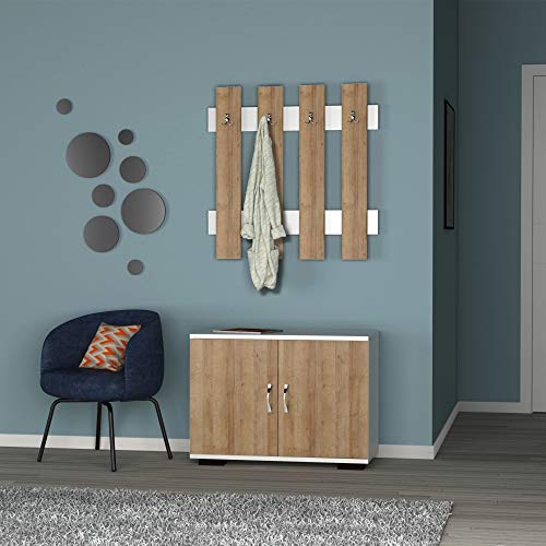 Homemania Eingangsschrank Fulya, Holz, Eiche-Weiß, 72 x 35 x 57 cm-72 x 4 x 72 cm von Homemania