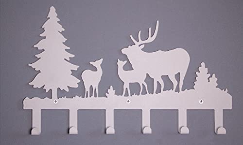 Homemania Garderobe Weihnachten, Hirsch mit Haken, weiß, 42 x 2 x 28 cm, 42 x 2 x 28 cm von Homemania