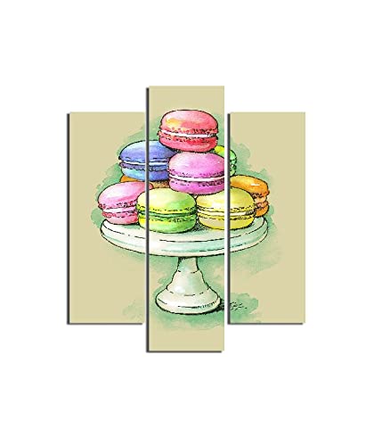 Homemania HM203MDF20 Macarons 3-teiliges Bild für Küche, Wohnzimmer, Schlafzimmer, MDF, 57 x 0,3 x 60 cm, mehrfarbig von Homemania