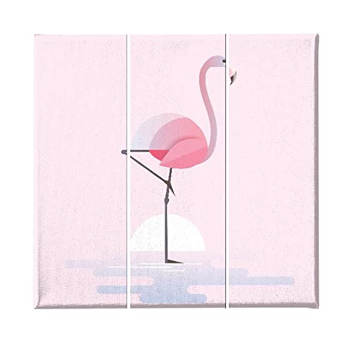 Homemania HM203PKNV-155 Flamingo-Wandbild, 3-teilig, Tiere, Wohnzimmer, Schlafzimmer, Mehrfarbig, Polyester, Holz, 69 x 3 x 50 cm von Homemania