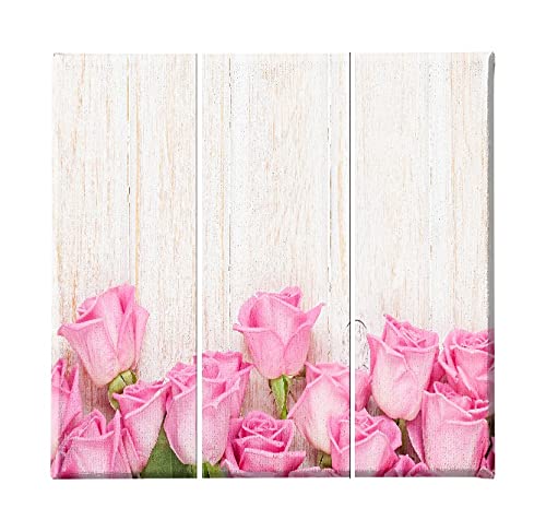 Homemania HM203PKNV-205 3-teiliges Blumengemälde, Natur, für Wohnzimmer, Schlafzimmer, Mehrfarbig, Polyester, Holz, 69 x 3 x 50 cm von Homemania