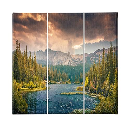 Homemania HM203PKNV-247 Himmel-Bild – 3-teilig – Natur und Landschaft – für Wohnzimmer, Schlafzimmer, Mehrfarbig, Polyester, Holz, 69 x 3 x 50 cm von Homemania