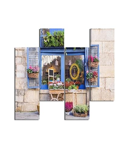 Homemania HM204PMDF52 Fensterbild, 4 Stück, Motiv: Stadt und Landschaft, aus MDF, Mehrfarbig, 76 x 0,3 x 50 cm von Homemania