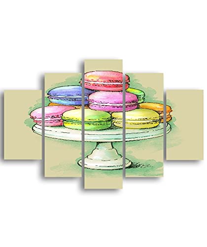 Homemania HM205MDF280 Macarons 5-teiliges Bild für Küche, Wohnzimmer, Schlafzimmer, MDF, Mehrfarbig, 95 x 0,3 x 60 cm von Homemania