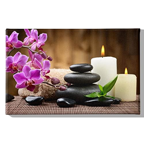 Homemania HM20KNV45x70-196 Stones – Zen – für Wohnzimmer, Schlafzimmer, Mehrfarbig, Polyester, Holz, 45 x 3 x 70 cm von Homemania