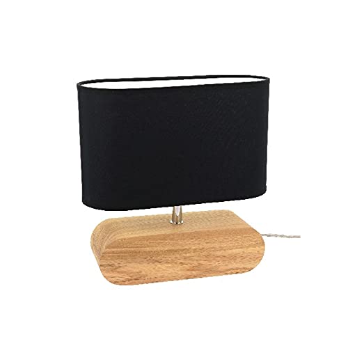 Homemania HOMBR_0208 Tischleuchte Shade Form, Schreibtisch, Büro, Nachttisch, Holz, Stoff, Schwarz, 30 x 12 x 31 cm von Homemania