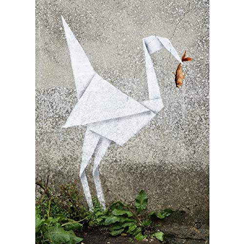 Homemania HOMENG_0089 Leinwandbild, inspiriert von den Autoren Banksy Origami – Wanddekoration – Digitaldruck – Rahmen – Mehrfarbig, Holz, Baumwolle, 50 x 70 x 3 cm von Homemania