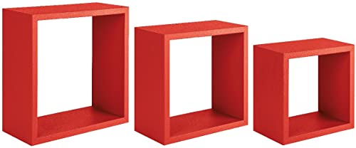 Homemania HOMSAN_066 Regal Incubo Wanddekoration, Schlafzimmer, Büro-MDF, Rot, 35 x 35 x 15,5/30 x 30 x 15,5/25 x 25 x 15,5 cm Homemania HOMSAN_066 Regal Incubo Wanddekoration, Schlafzimmer, Büro-MDF, Rot, 35 x 35 x 15,5/30 x 30 x 15,5/25 x 25 x 15,5 cm von Homemania