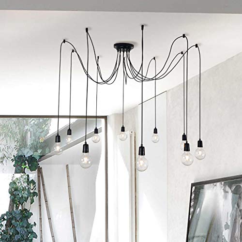 Homemania Hängelampe Wire schwarz Metall 180 x 180 x 93 cm 10 x E27 max. 100 W von Homemania