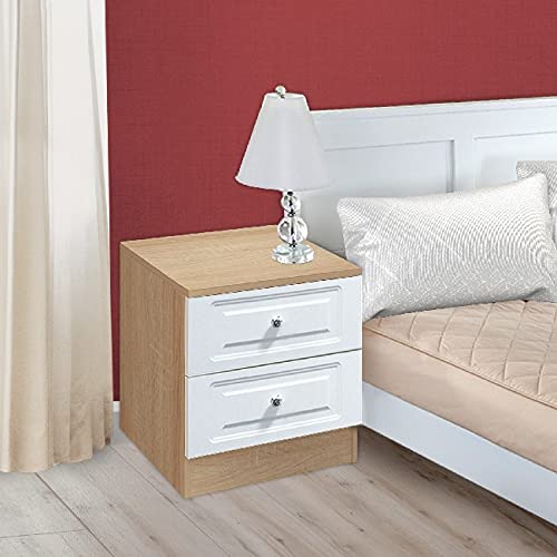 Homemania Martino Nachttisch mit Schubladen, für Schlafzimmer, Eiche, weiß, Melaminbeschichtete Spanplatte, MDF, 51 x 39 x 90 cm, 51 X 39 X 90cm von Homemania
