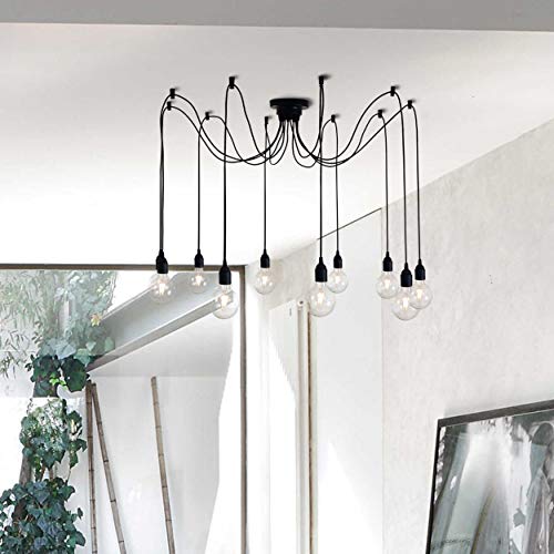 Homemania Pendelleuchte Wire, schwarz aus Metall, 120 x 120 x 63 cm, 10 x E27, max. 100 W von Homemania
