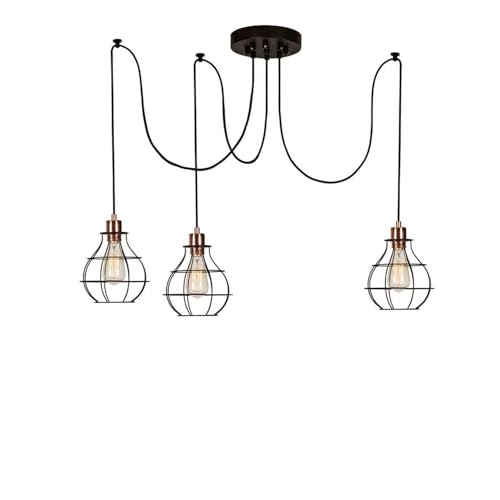 Homemania Pendelleuchte Wire-Fall, Kupfer, Schwarz aus Metall, 180 x 180 x 113 cm, 3 x E27, max. 100 W von Homemania