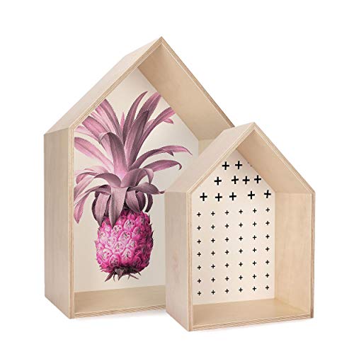 Homemania Pineapple Regal, Regal, Bücherregal, Wandregal, Mehrfarbig, 34 x 15 x 49 cm von Homemania