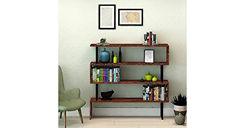 Homemania Sirio Bücherregal mit Regalen für Wohnzimmer, Schlafzimmer, Büro, Walnuss, Schwarz aus Holz, 145 x 34 x 120 cm, Melamin-Platte von Homemania