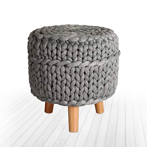Homemania Sitzsack, Baumwolle, Polyester, weicher Frottee, Holz, Grau, 40 x 40 x 45 cm von Homemania