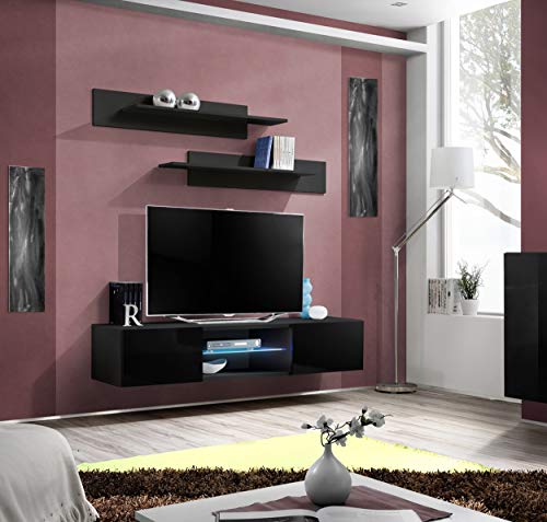 Homemania TV-Schrank, MDF, Glas, Schwarz, 160 x 40 x 30 cm von Homemania