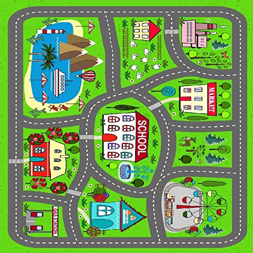 Homemania Teppich mit Aufdruck „Smurfs Town“ für Kinder, Hausdekoration, rutschfest, für Wohnzimmer, Schlafzimmer, Mehrfarbig aus Polyester, Baumwolle, 100 x 150 cm von Homemania