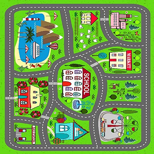 Homemania Teppich mit Aufdruck „Smurfs Town“ für Kinder, Hausdekoration, rutschfest, für Wohnzimmer, Schlafzimmer, Mehrfarbig aus Polyester, Baumwolle, 100 x 200 cm von Homemania