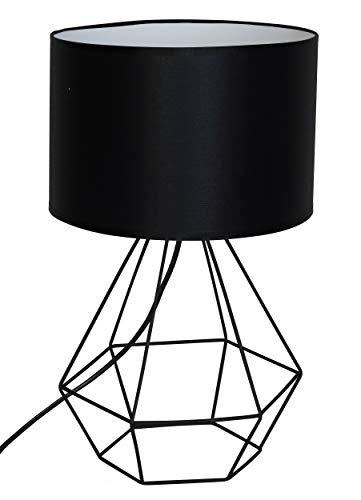 Homemania 8681847094616 Tischleuchte Alma Schwarz Für Schreibtisch, Schlafzimmer, Nachttisch, Tisch, Büro, Schwarz, Metall, Textil, 25x25x44 cm von Homemania