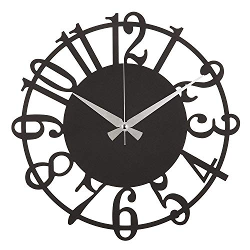 Homemania Uhr, Stahl, Schwarz, 50 x 0,2 x 50 cm von Homemania