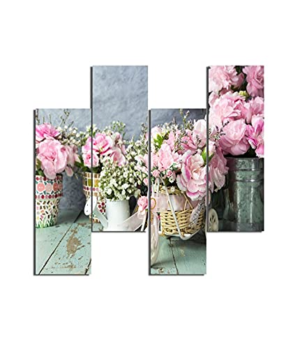 Homemania Wandbild, Motiv: Blumen, 4 Stück, für Wohnzimmer, Schlafzimmer, mehrfarbig, 76 x 0,3 x 50 cm, -HM204PMDF126, MDF von Homemania