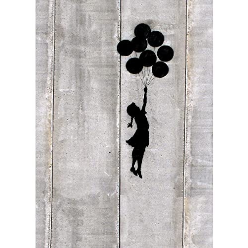 Homemania Wandbild, inspiriert von Autoren Banksy Luftballons, Dekoration, Heim-Wandkunst, Digitaldruck, Rahmen, mehrfarbig, Holz, Baumwolle, 70 x 100 x 3 cm von Homemania