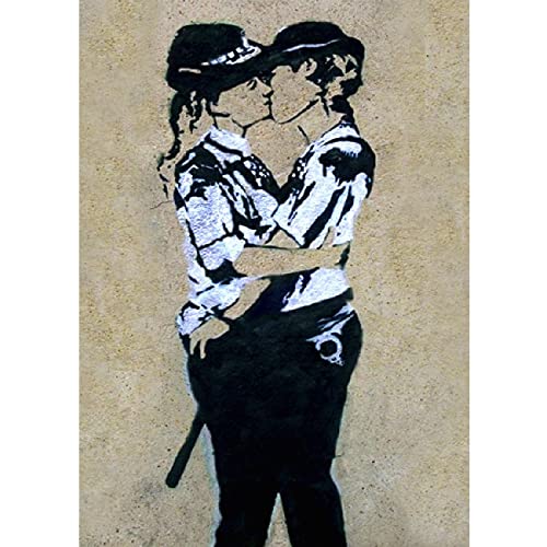 Homemania Wandbild, inspiriert von Autoren Banksy Polizistin Baiser, Dekoration, Home Wandkunst, digital, Zeichnung, Rahmen, mehrfarbig, Holz, Baumwolle, 50 x 70 x 3 cm Homemania Wandbild, inspiriert von Autoren Banksy Polizistin Baiser, Dekoration, Home Wandkunst, digital, Zeichnung, Rahmen, mehrfarbig, Holz, Baumwolle, 50 x 70 x 3 cm von Homemania