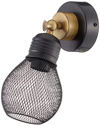 Homemania 1442-73-19 Wandlampe für Wohnzimmer, Küche, Schlafzimmer, Büro Wandleuchte, Licht, Gold, Schwarz, Metall, 15 x 12 x 25 cm von Homemania