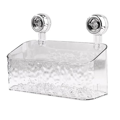 Homemari Duschkorb Saugnapf Ohne Bohren Duschablage zum Hängen Duschregal Badregal Wandregal mit Ablauföffnungen Badezimmer Organizer (Transparent, Groß) von Homemari