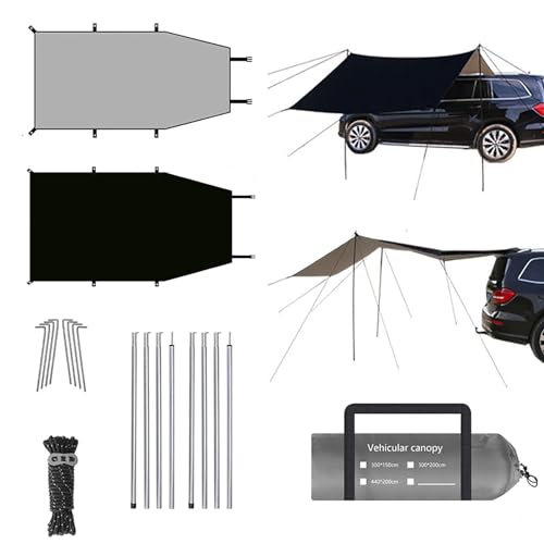 Homemari Fahrzeug-Markise für Dachzelte, Sonnendach Sonnensegel für Auto SUV Camping Outdoor,Schwarz,300x150cm von Homemari