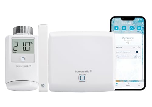 Homematic IP Smart Home Access Point + Heizkörperthermostat + Fenster- und Türkontakt – optisch, Steuerung für Heizung per App, Alexa & Google Assistant, einfache Installation, Energie sparen von Homematic