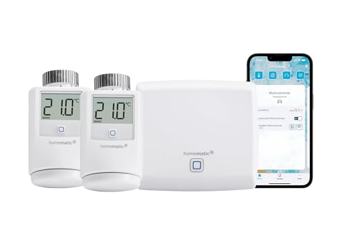 Bundle aus Homematic IP Access Point, Smart Home Gateway mit kostenloser App und Sprachsteuerung über Amazon Alexa + 2x Smart Home Heizkörperthermostat, einfache Installation, Energie sparen von Homematic