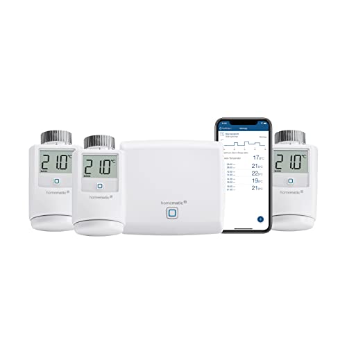 Bundle aus Homematic IP Access Point, Smart Home Gateway mit kostenloser App und Sprachsteuerung über Amazon Alexa + 3x Smart Home Heizkörperthermostat, einfache Installation, Energie sparen von Homematic IP