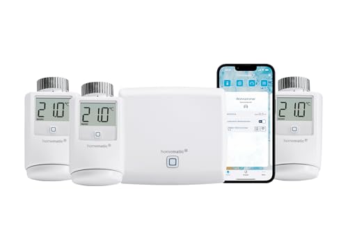 Bundle aus Homematic IP Access Point, Smart Home Gateway mit kostenloser App und Sprachsteuerung über Amazon Alexa + 3x Smart Home Heizkörperthermostat, einfache Installation, Energie sparen von Homematic