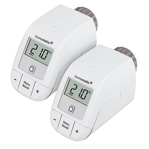 Homematic IP 2er Set Smart Home Heizkörperthermostat – Basic, digitaler Thermostat Heizung, Steuerung per App, Alexa, Google Assistant, einfache Installation, Energie sparen, 156541A0 Homematic IP 2er Set Smart Home Heizkörperthermostat – Basic, digitaler Thermostat Heizung, Steuerung per App, Alexa, Google Assistant, einfache Installation, Energie sparen, 156541A0 von Homematic