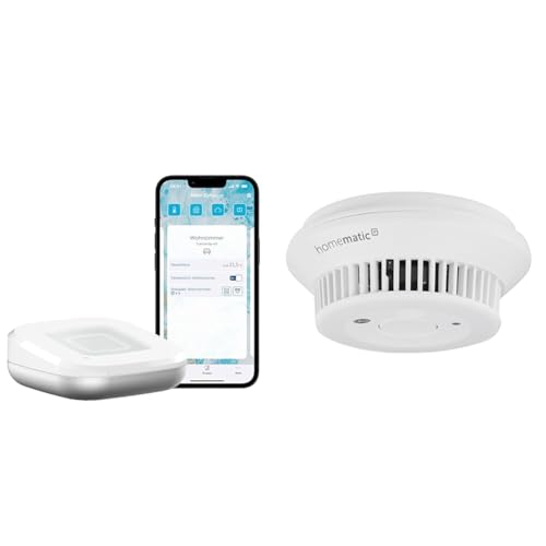Homematic IP Access Point 2 + 2X Rauchwarnmelder mit Q-Label, Rauchmelder alarmiert lokal über die Sirene und per Push-Benachrichtigung in der Smartphone-App, integrierte LED-Notbeleuchtung von Homematic IP