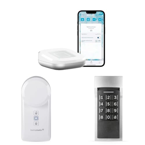 Homematic IP Access Point 2 + Türschlossantrieb + Keypad, Smart Home, elektronisches Türschloss, Smart Lock nachrüstbar ohne Umbau, steuerbar per Codeschloss, Zahlencode, App, Alexa & Google Home von Homematic IP