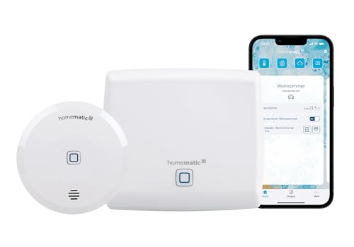 Homematic IP Smart Home Access Point + Wassersensor, Wassermelder für zuverlässige Alarmierung per Sirene und Push-Benachrichtigung in der Smartphone-App bei Feuchtigkeit und Wasser von Homematic