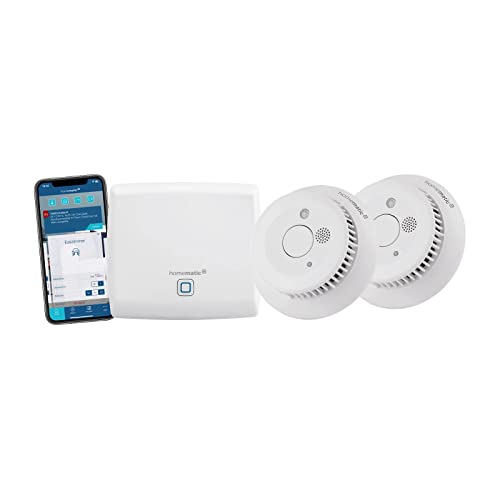 Homematic IP Smart Home Access Point + 2x Rauchwarnmelder mit Q-Label, Rauchmelder alarmiert lokal über die Sirene und per Push-Benachrichtigung in der Smartphone-App, integrierte LED-Notbeleuchtung von Homematic IP